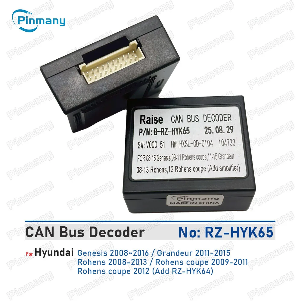 Car Radio CAN Bus Decoder RAISE RZ-HYK65 20 Pin Black Box for Hyundai Genesis Grandeur Rohens Coupe