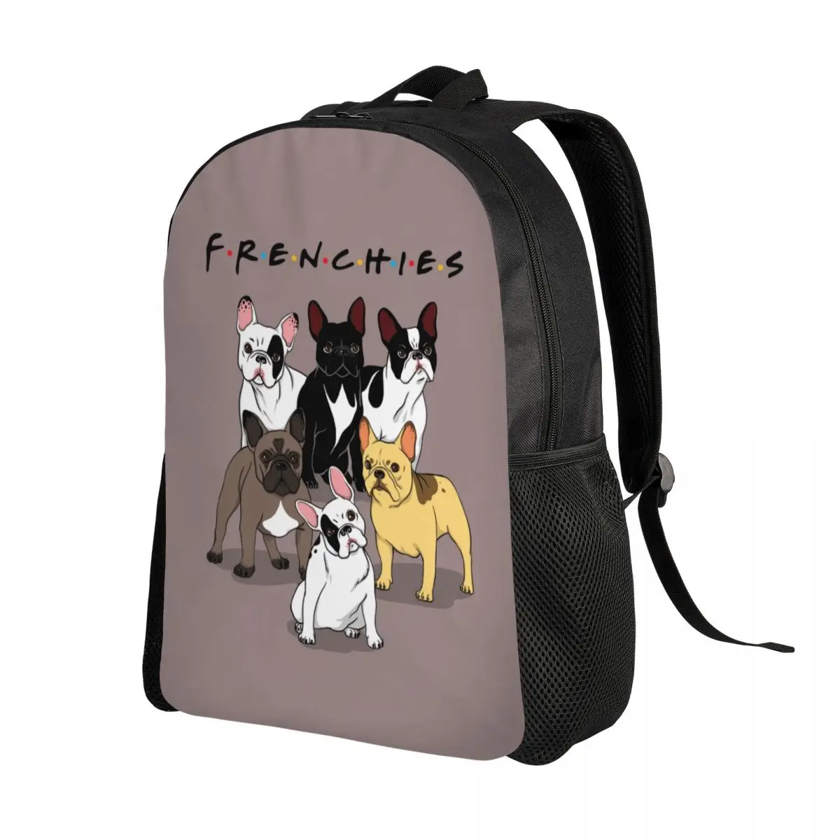 Custom Funny Frenchies French Bulldog Laptop Backpack Men Women Casual Bookbag for School College Students Dog Animal Bags