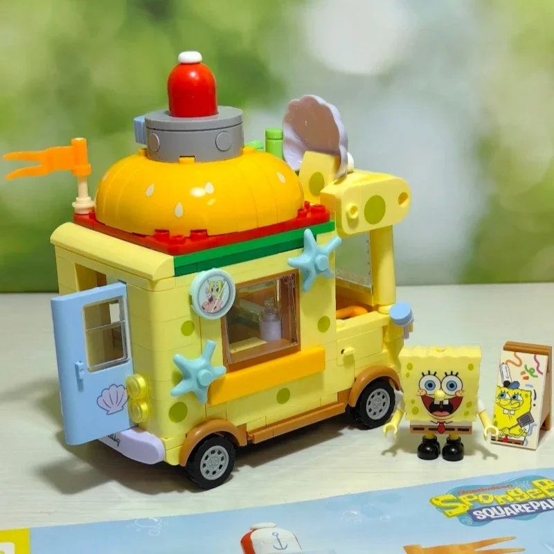 SEMBO BLOCK Building Blocks SpongeBob SquarePants Street Scene Car Assembly Movable Figure Educational Toy Model Ornaments Gift