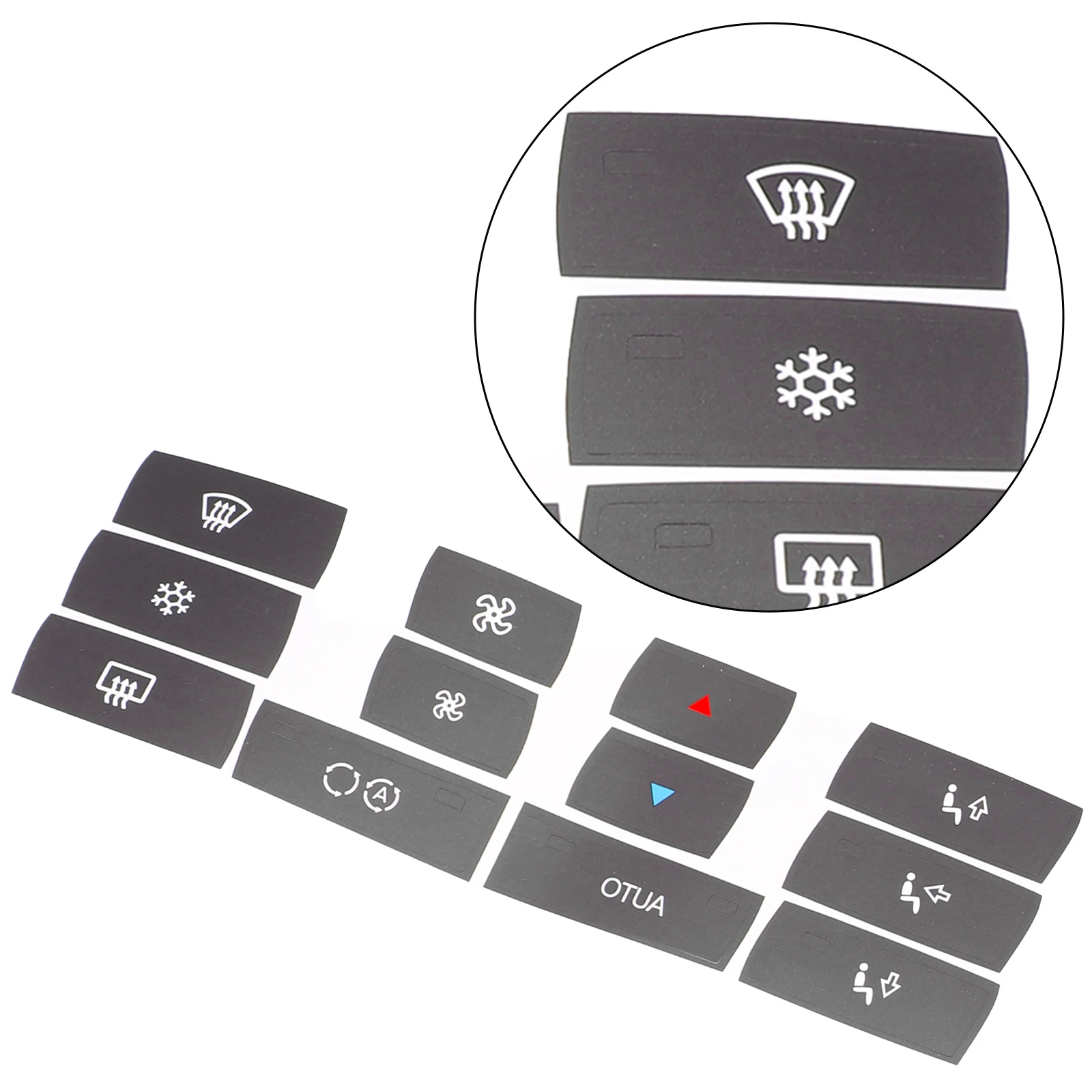 Car Interior Climate Control Button Switch Overlay Sticker Repair Kit For BMW X3 E83 03-10 Black Premium Vinyl Scratch Resistant