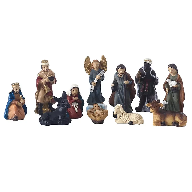 

Set of 11 Nativity Figurines Real Life Nativity Religious Baby Jesus Holy Family Christmas Nativity Scene Accessory Figurines