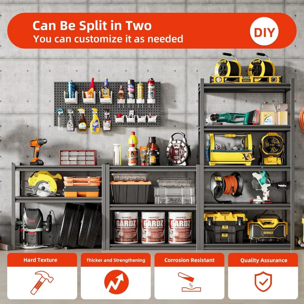 Heavy Duty 5-Tier Adjustable Metal Shelving Unit - 3000LBS Capacity Industrial Storage Rack for Maximum Organization