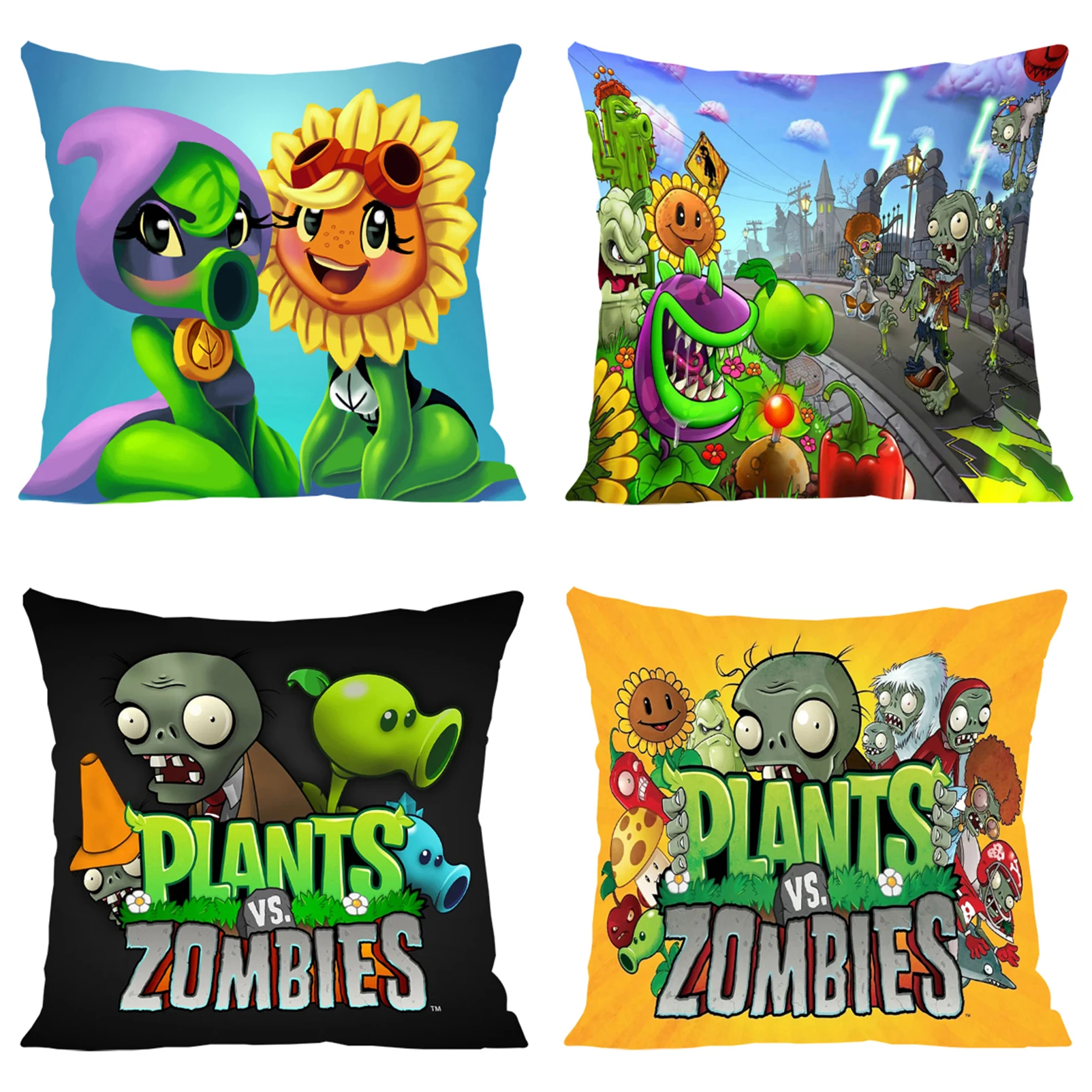 

P-Plants Vs. Zombies Game Decorative Pillow Cover for Living Room Cushions Pillowcase 40x40 Bed Pillowcases Luxury Cushion Cover