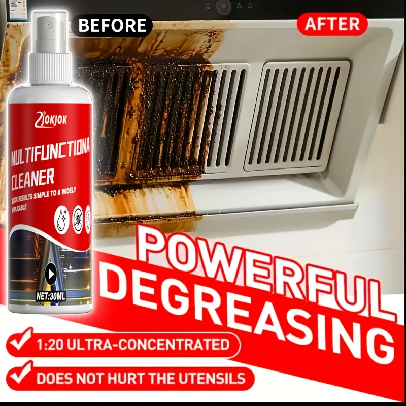 キッチン油汚れ除去スプレー、油汚れを素早く除去、使いやすい、レンジフードやコンロに最適、効果的な洗浄剤