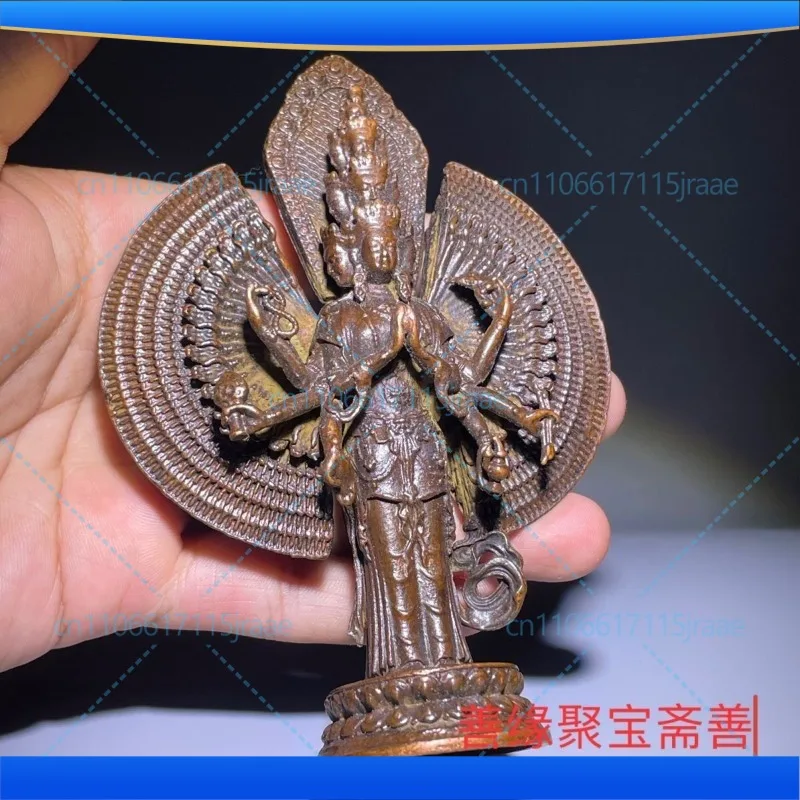 For Thousand-handed Guanyin Tibetan imitation purple bronze statue Guanyin Bodhisattva offering small ornament model