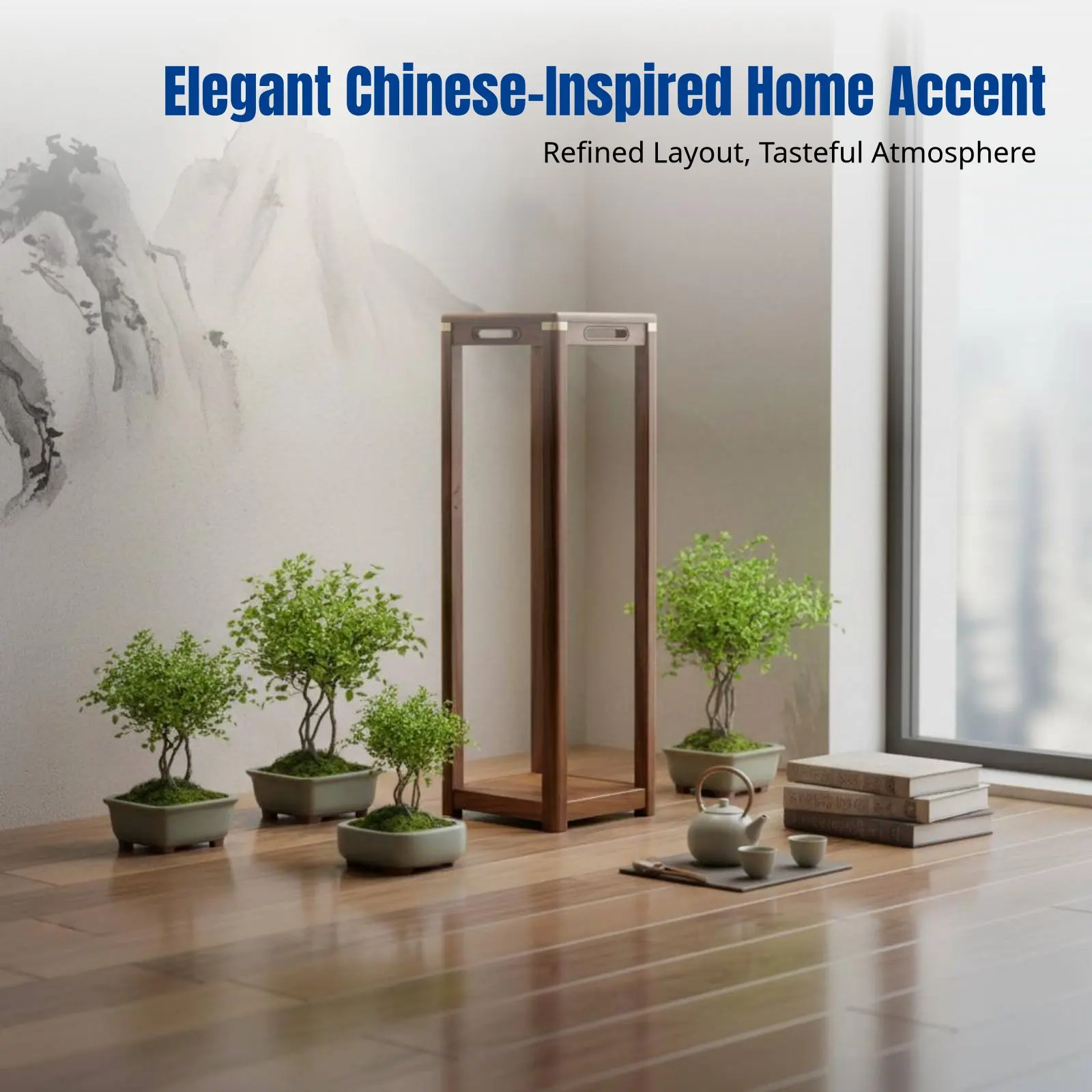 

Прочная деревянная подставка для цветов, новая подставка в китайском стиле, квадратная полка для бонсай для дома, гостиной, балкона