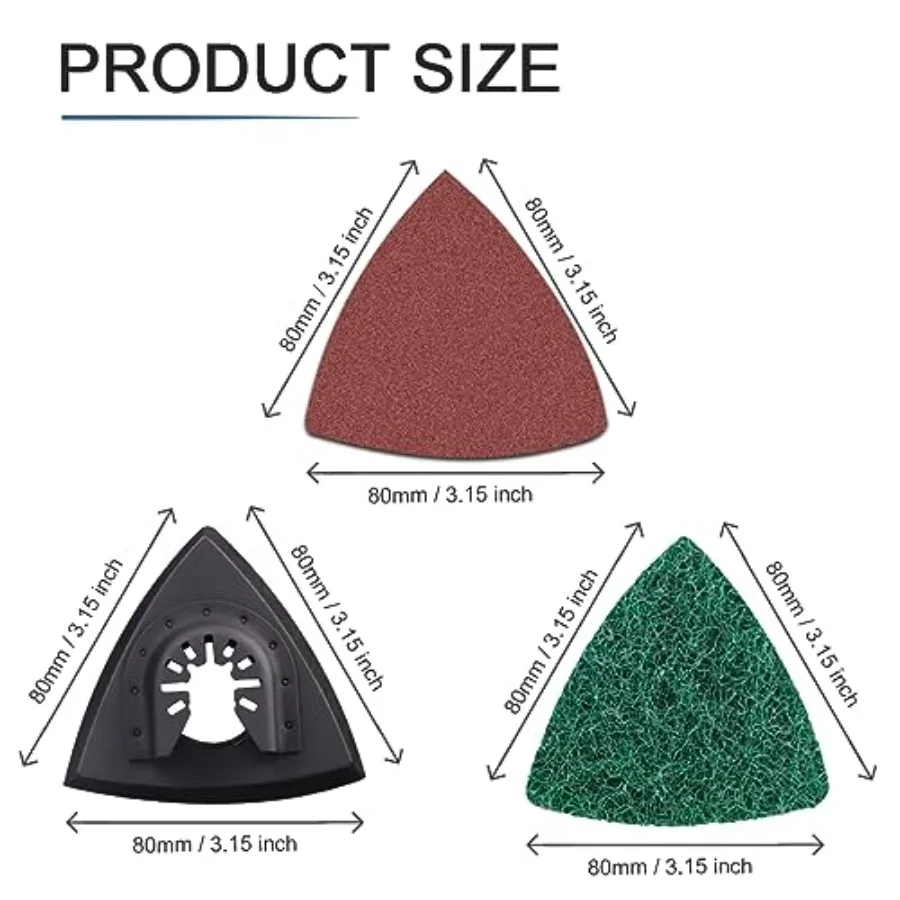 133PCS Oscillating Tool Sanding Pads Kit with 125 Sandpaper Includes 2 Triangular Sanding Pads and 6 Triangular Scrubbing Pads