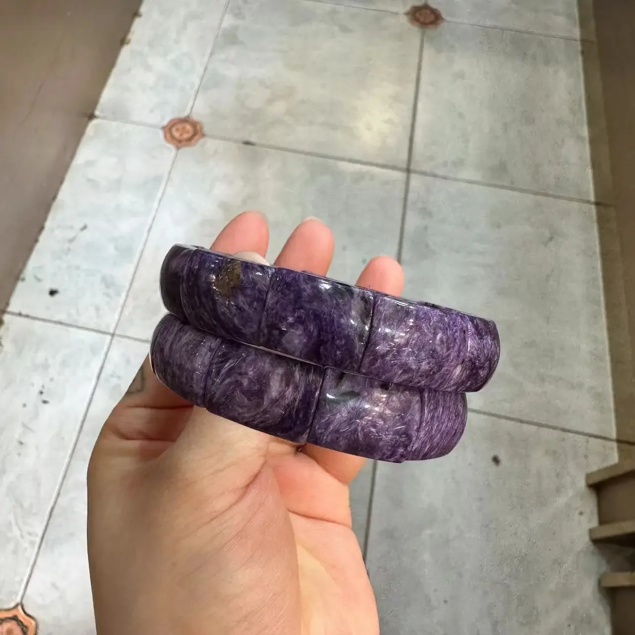 

Natural Charoite Stone Bracelet Bead Jewelry Energy Magnetic Fashion Crystal Reiki Accessory for Women Men Party Gift