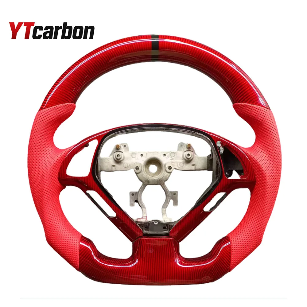 Red Carbon Fiber Perforated Leather Racing Style Steering Wheel Compatible with G25 G37 G35 FX35 QX80 FX50 Cars
