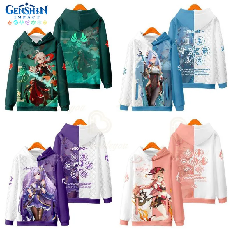 Felpa con cappuccio da uomo gioco Genshin Impact felpa con cappuccio primavera autunno sport felpe con cappuccio Casual ambra Venti Barbara bambini