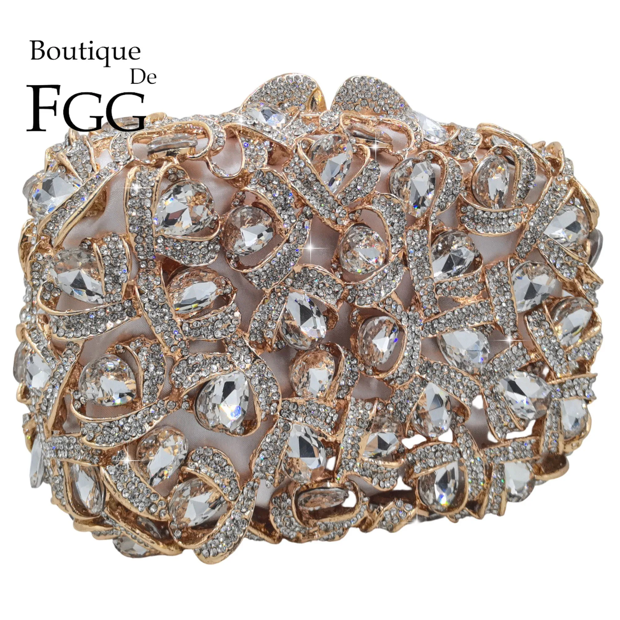 

Бутик De FGG розовое золото, женские кошельки-клатчи с кристаллами, формальный клатч со стразами для свадебной вечеринки, элегантная вечерняя сумка-минодьер