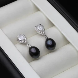 Boucles d'oreilles en perles d'eau douce naturelles exquises pour femmes, magnifique cadeau de fête de mariée pour fille, en argent 925