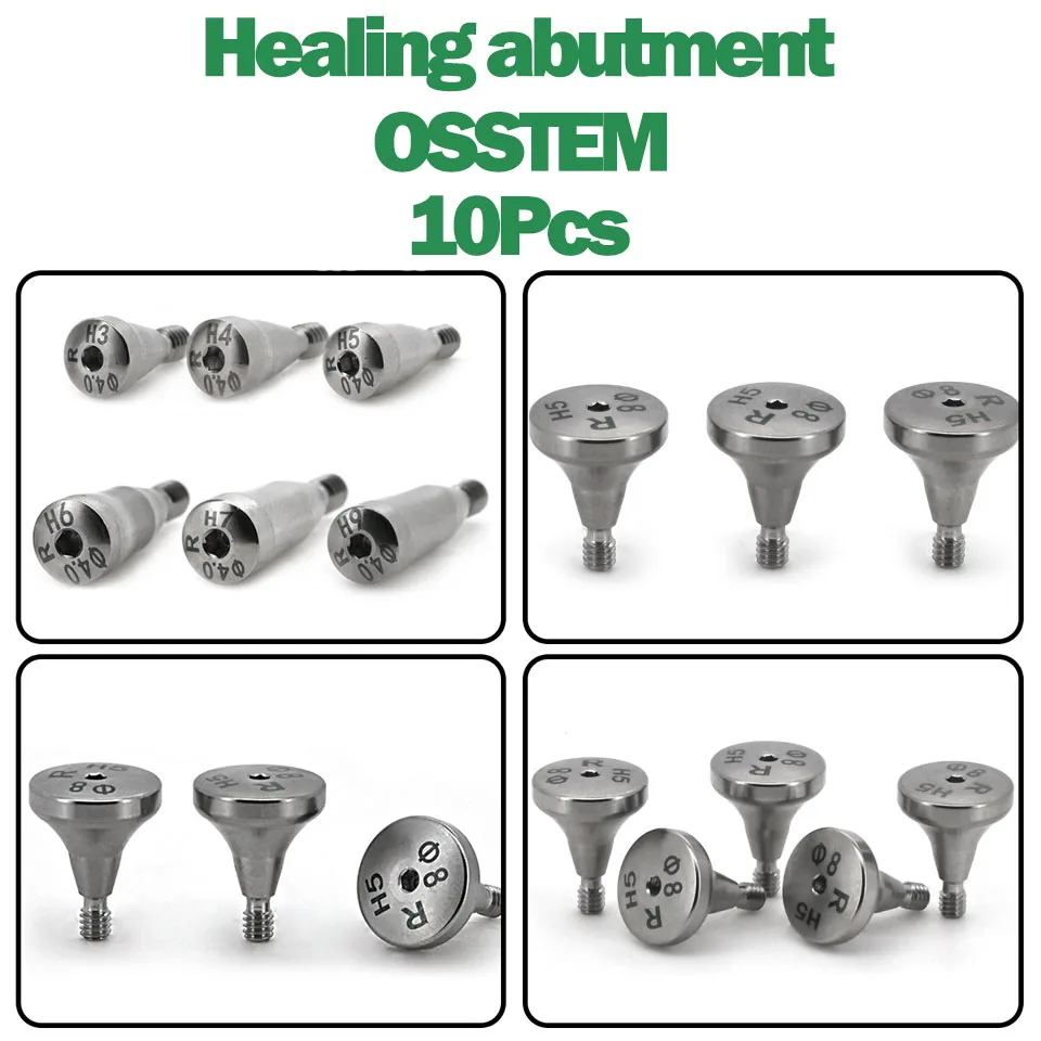10Pcs Dental Titanium Healing Abutments Compatible with Osstem TSIII Regular Mini Gingival Former Collar Surgical Material