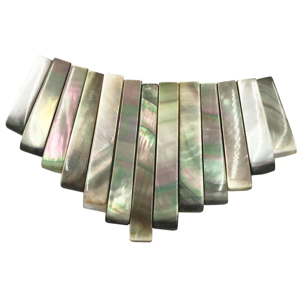 fashion Jewelry  Black Mother of pearl Shell Oblong Pendant Bead PC8372