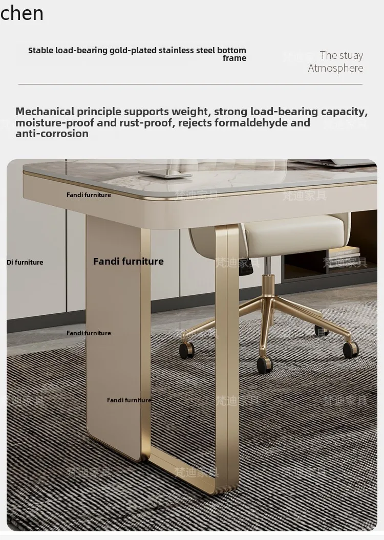 ZWS. Modern simple rock slab office desk and chair computer desk study desk