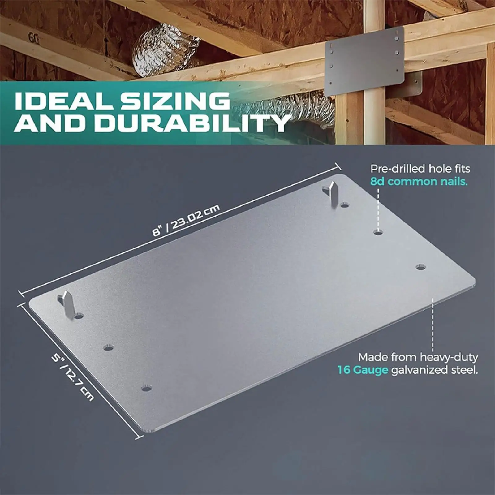 Plaque de protection pour clous en acier galvanisé pour la protection de la plomberie et du câblage derrière les cloisons sèches dans la construction résidentielle