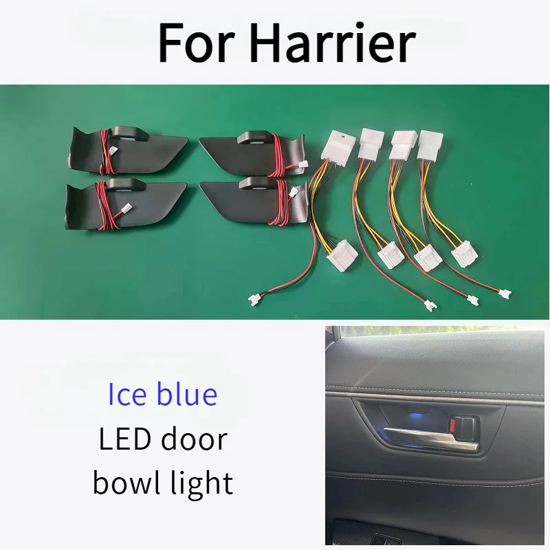 Set of 4pcs led ambient lights for Harrier Interior Handle Single Color Door Bowl Light Ice Deep Blue White LED Light