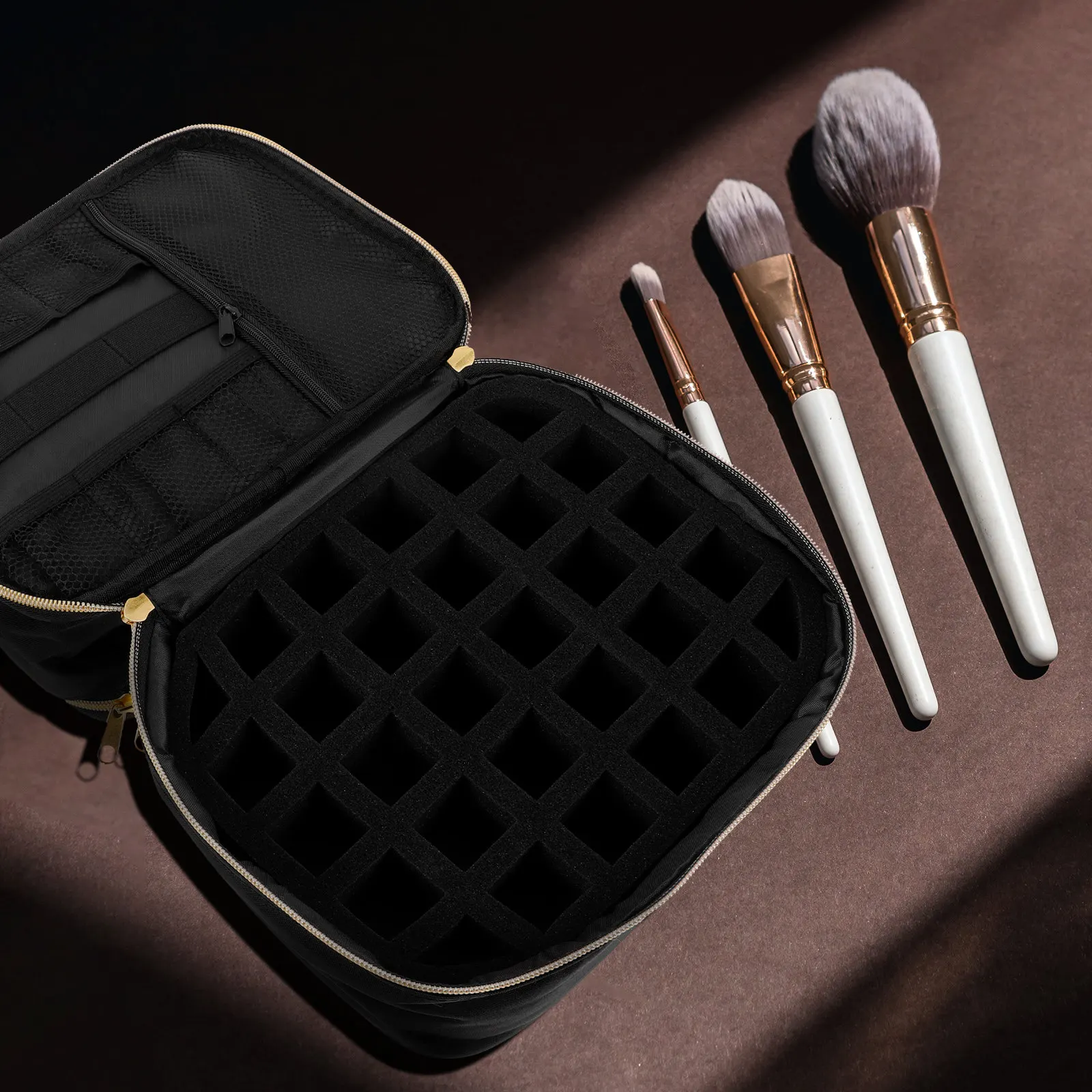 

Портативная двухслойная сумка-органайзер для лаков для ногтей, вместительный дорожный чехол, защитный футляр для хранения лаков