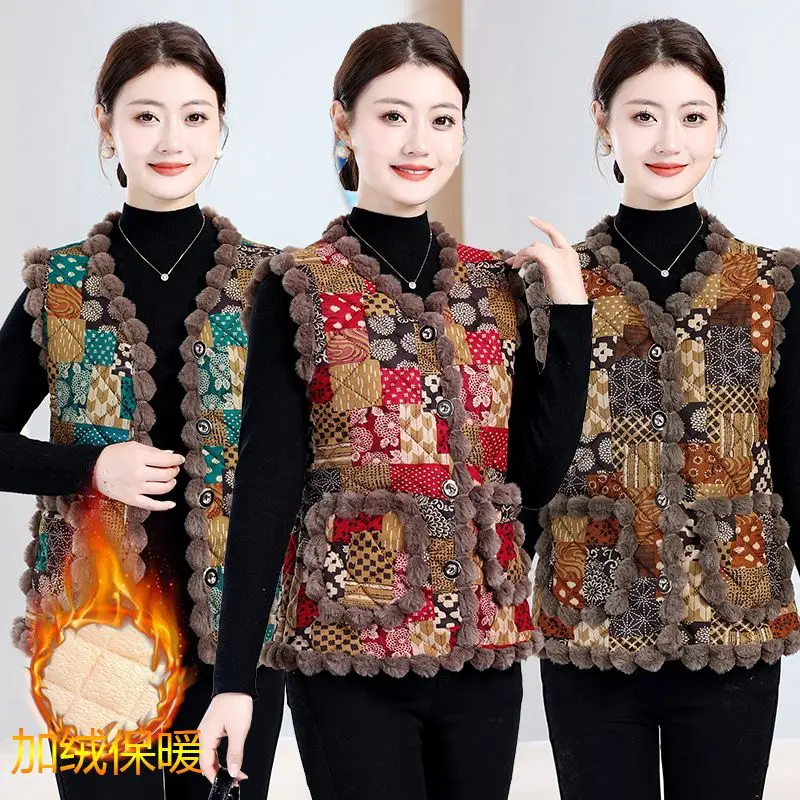 

Женский осенне-зимний бархатный жилет среднего и пожилого возраста, новый терможилет в иностранном стиле, утепленный жилет, термокуртка WF