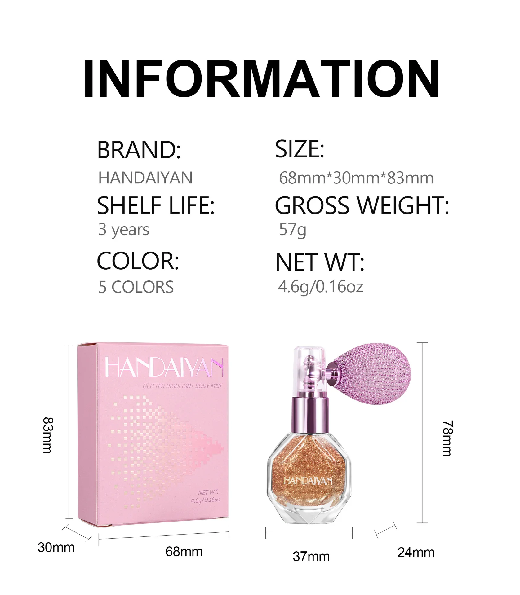 Body Brightening Glitter Highlighter Spray Airbrush Spray Bottle Mini On-the-go Refill Spray