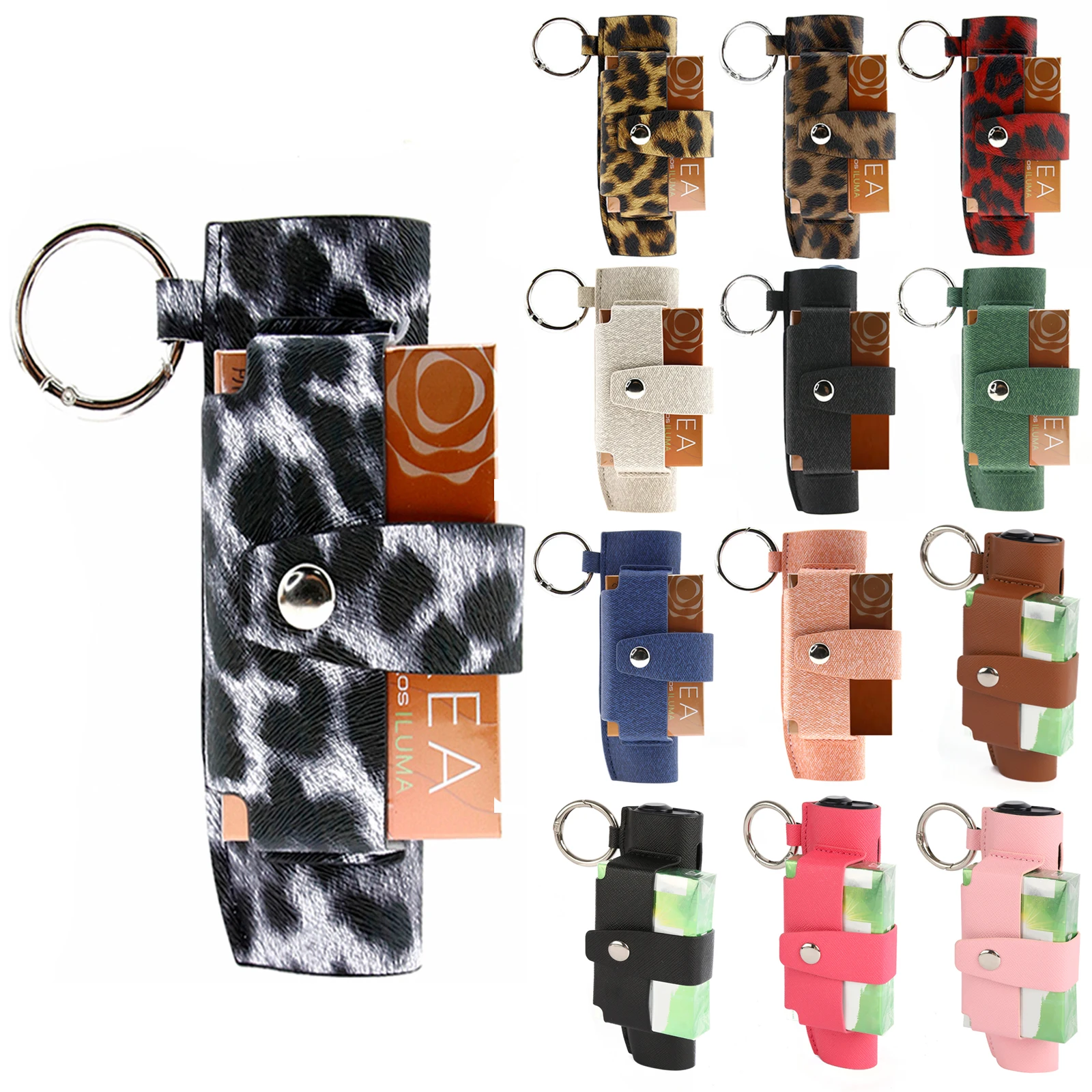FOR IQOS iluma one Fashion Leopard Pattern PU Leather Soft Case Iluma i one Storage Bag With Cigarette Case Holder With key ring