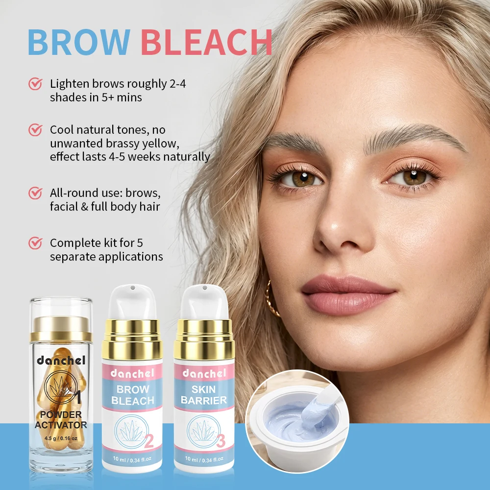 Eyebrow Bleaching Agent Set Aloe Vera Mild Formula Use Eyebrows, Facial Hair, Whole Body Hair in Multiple Areas Salon-grade Care