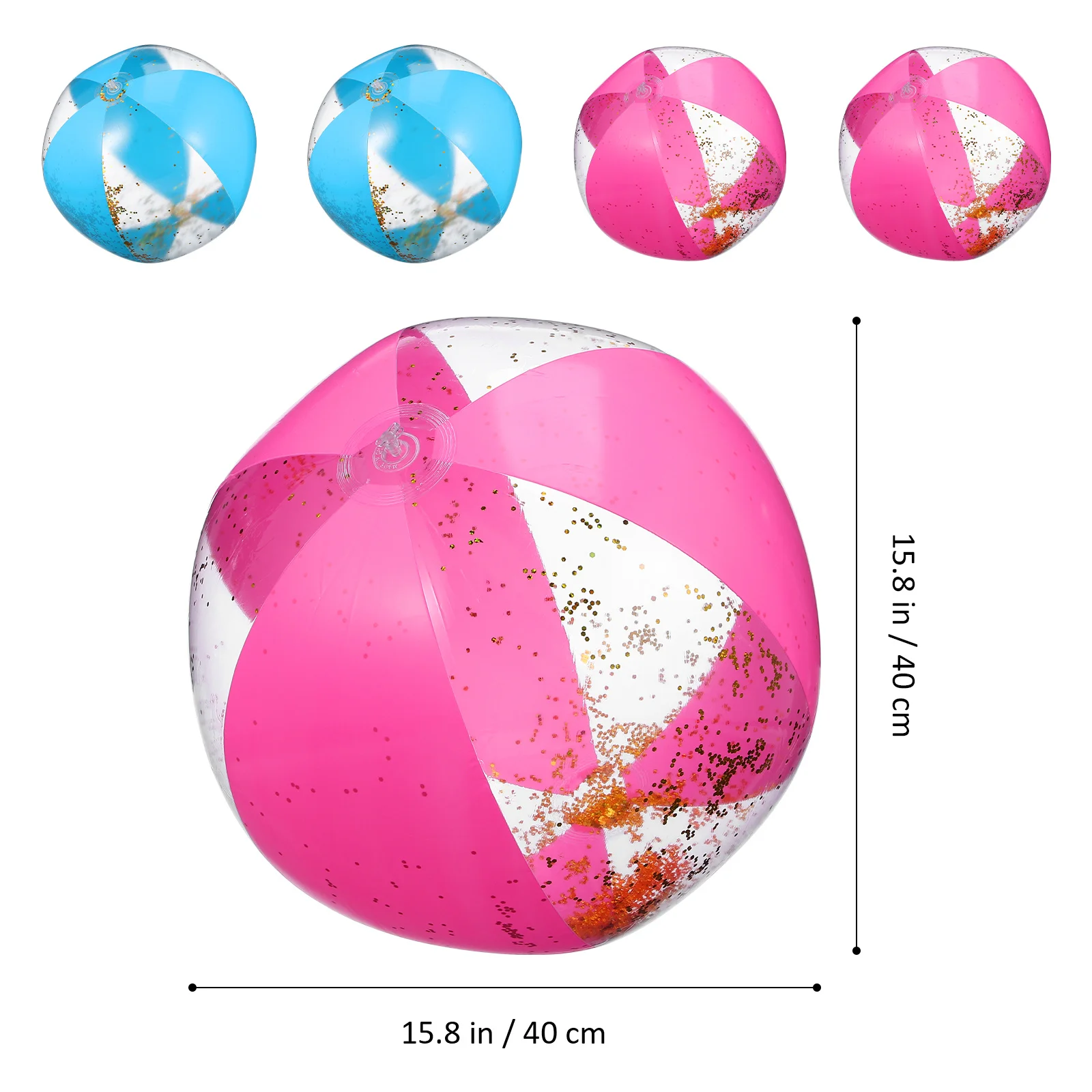 4 قطع من كرات بريق الترتر القابلة للنفخ، كرات شاطئ كبيرة لحمام السباحة من مادة PVC لتزيين حفلات الصيف، هدايا حفلات الأطفال في الهواء الطلق
