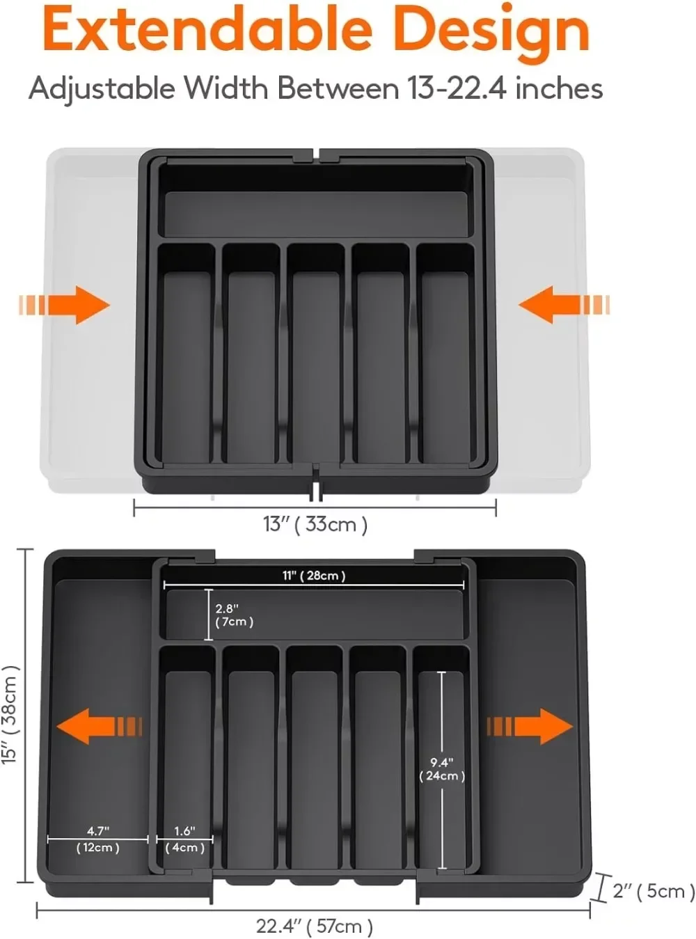 1pc Silverware Drawer Organizer Adjustable Plastic Storage for Spoons Forks Knives Expandable Utensil Tray for Kitchen