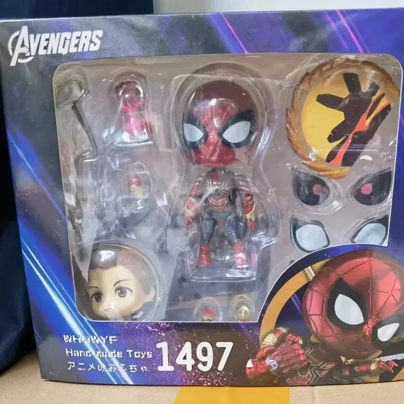 

Anime Avengers Q Version Iron Spider Man Action Figure Replaceable Accessories PVC Desktop Model Ornaments Gift