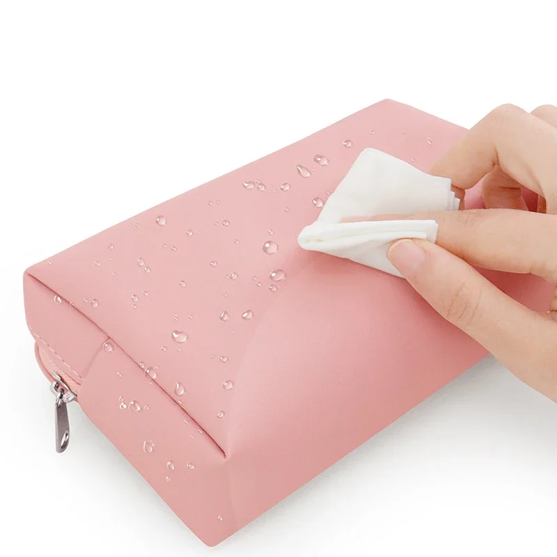 Fashion New Pink PU Leather Digital Storage Bags For Data Cable Charger Earphone U disk Portable Pouch Small Mouse Bags Box