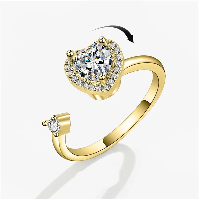 Luxuriöser Schmetterlings-Sonnenblumen-Fidget-Spinner-Ring gegen Angstzustände für Frauen, Kristallblumen-Angst-Fingerringe, Anti-Stress-Hochzeitsschmuck