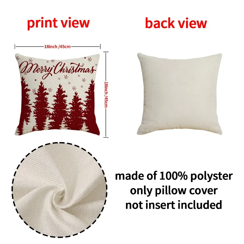 عيد الميلاد وسادة تغطي 45x45 سنتيمتر مجموعة من 4 ، ندفة الثلج زينة عيد الميلاد وسادة تغطي الكتان للمنزل ديكور أريكة الأريكة غرفة المعيشة