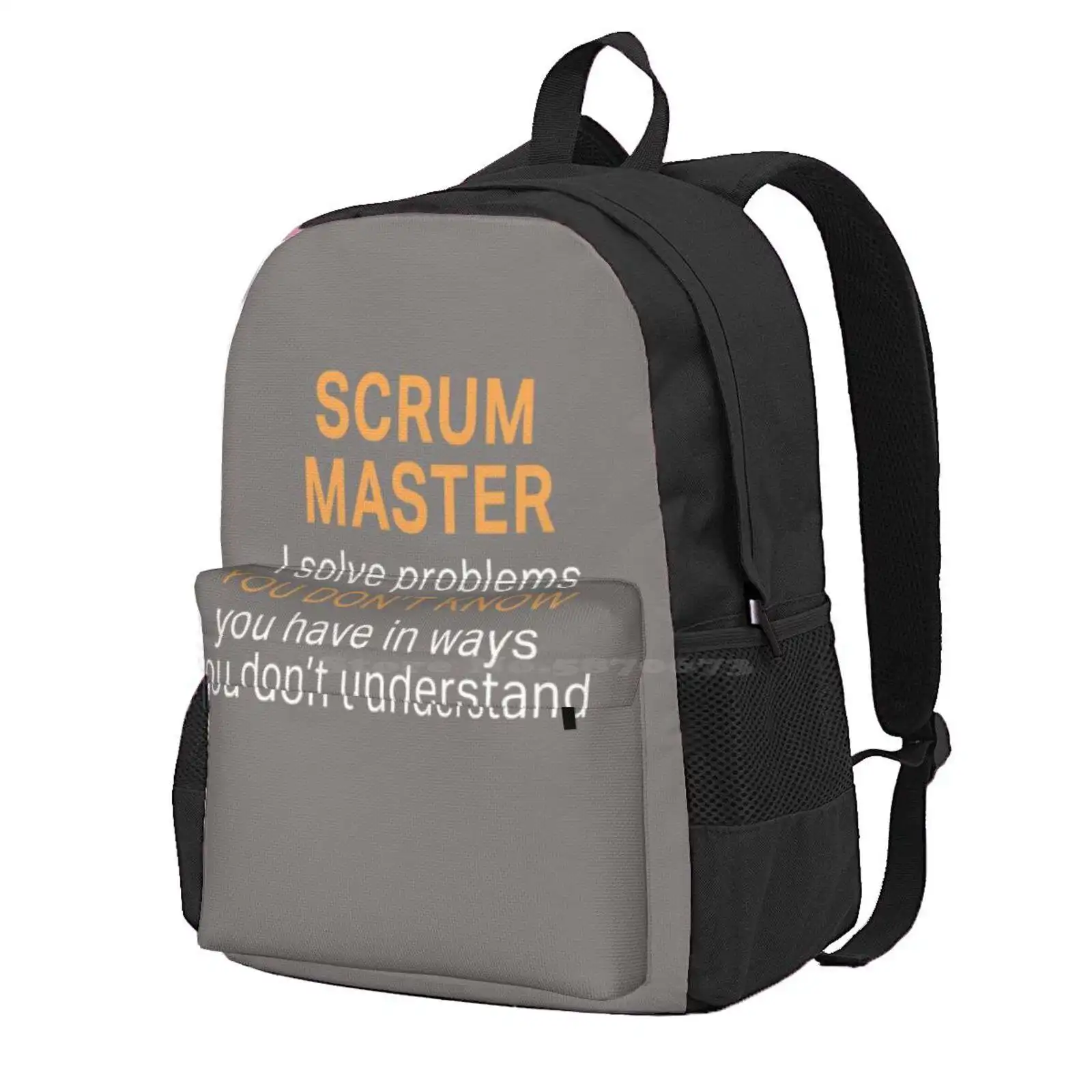 Funny Scrum Master Solve Problems Design Hot Sale Schoolbag Backpack Fashion Bags Friends Themed Project Manager Project