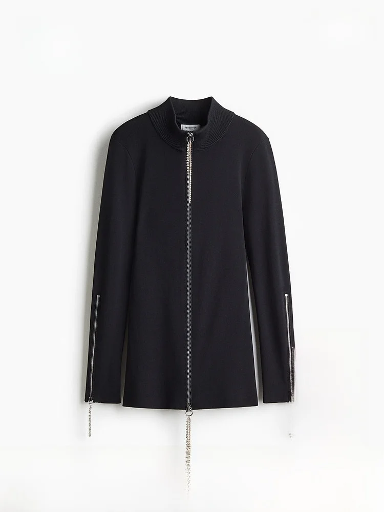 

Женская зимняя куртка H&M с полной молнией и бриллиантами, облегающая верхняя одежда, молодежная одежда Sle, художественный тренд, осенняя коллекция 2023 года...