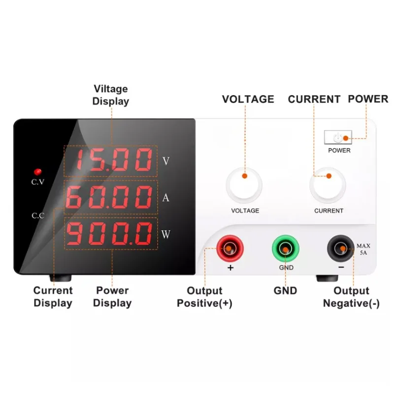 Output Adjustment 0~15V/0~60A Switch DC Big Power Supply Variable for Laboratory, Scientific Researching and Teaching