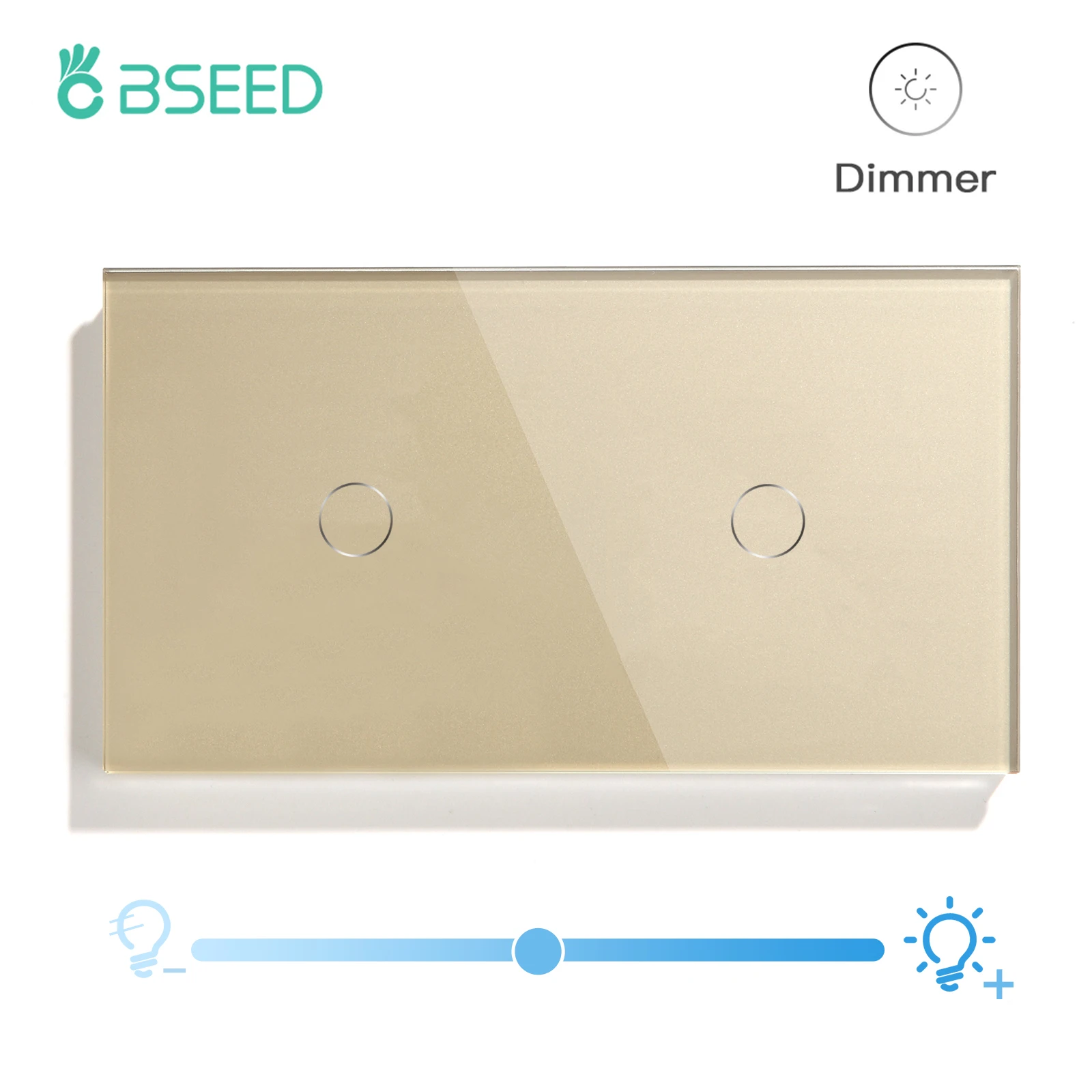 BSEED Dimmer Lichtschakelaar 1Gang 1Way Led Dimmer 220V Muur Touch Lichtschakelaar Kristallen Glazen Paneel Blauwe achtergrondverlichting Geheugenfunctie