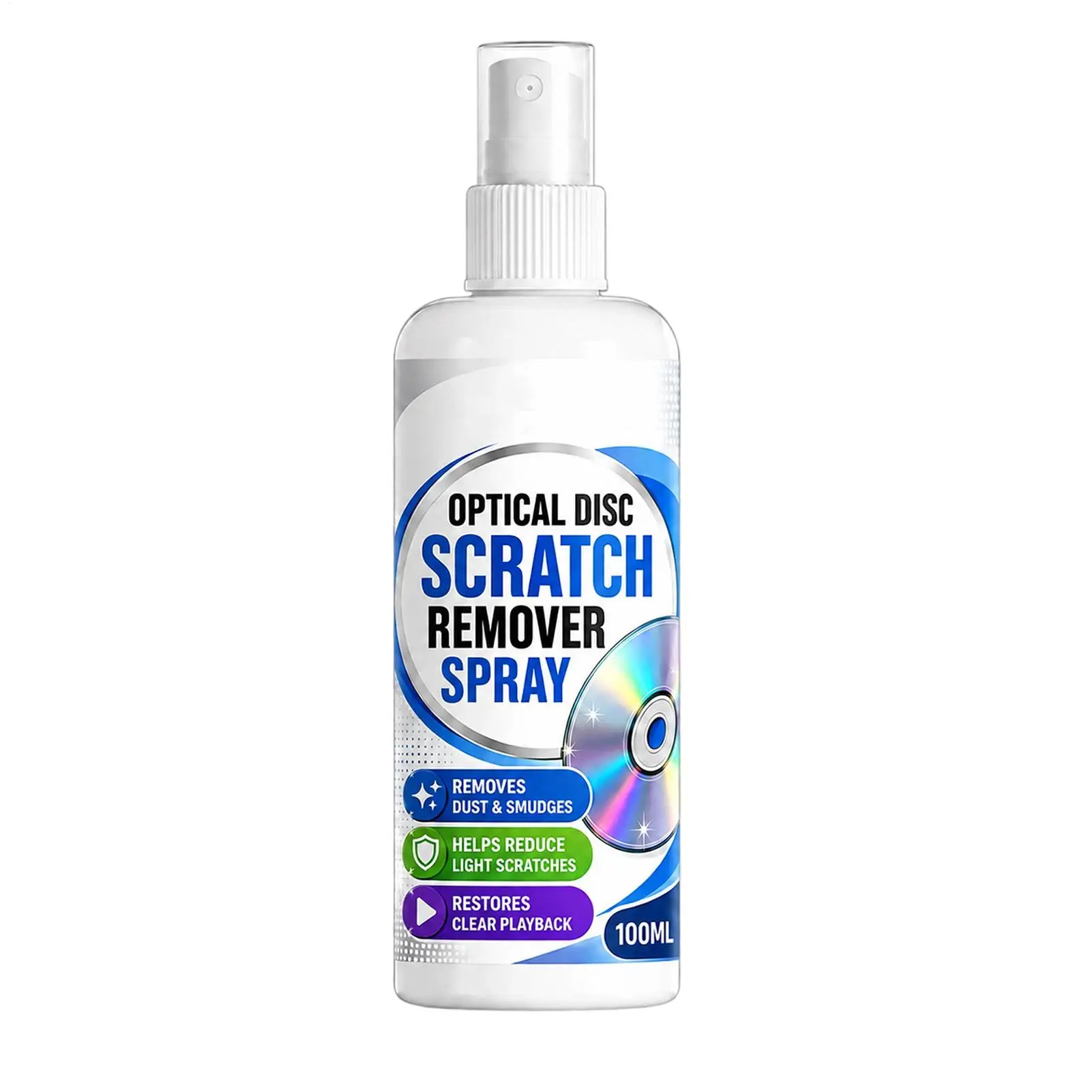 DVD Cleaner Spray with Towel 100ML Fast-Drying Restorer Fluid Game Disc Scratch Remover Spray for Home Studio Library Store