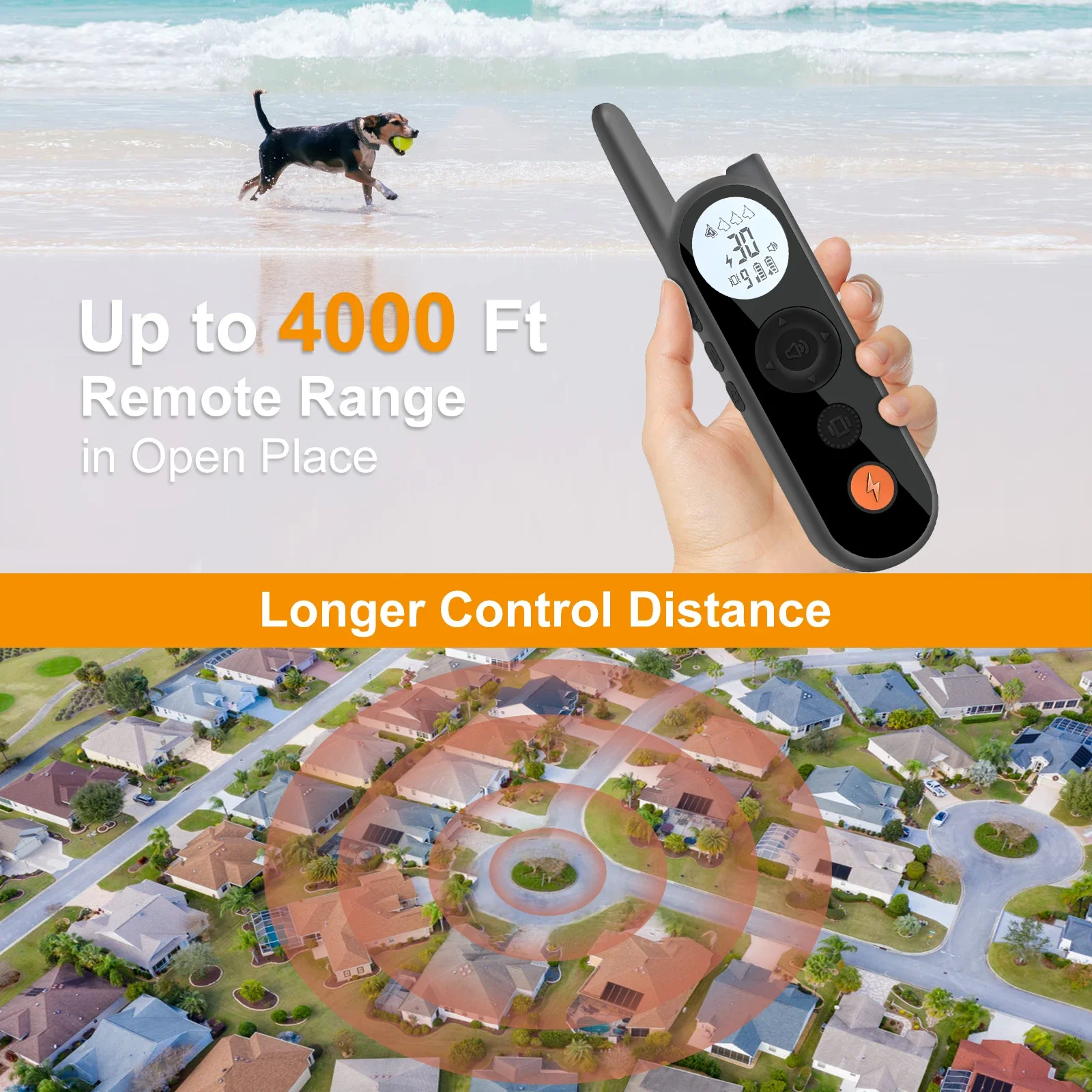 Hot sale waterproof 1200M Remote dog training collar dog shock collar with remote for wholesale