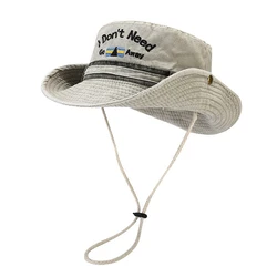 Sombreros de cubo de mezclilla lavados Unisex, sombrero de pescador para mujer, gorras de Bob con Bordado de letras, gorra de protección solar a prueba de viento de Panamá para hombres al aire libre