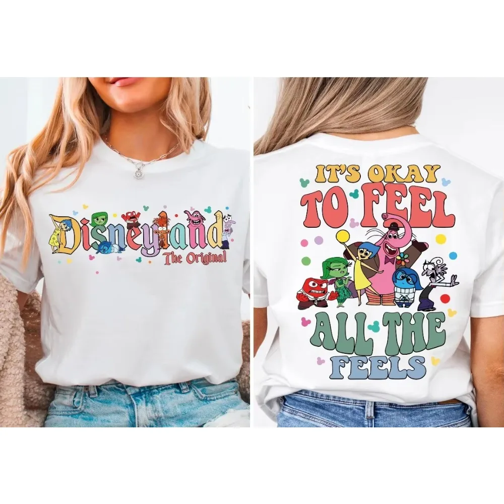 

Disneyland It's Okay To Feel All The Feels Shirt Inside Out Characters Shirt Disney Family Vacation T-Shirt Cotton Comfortable