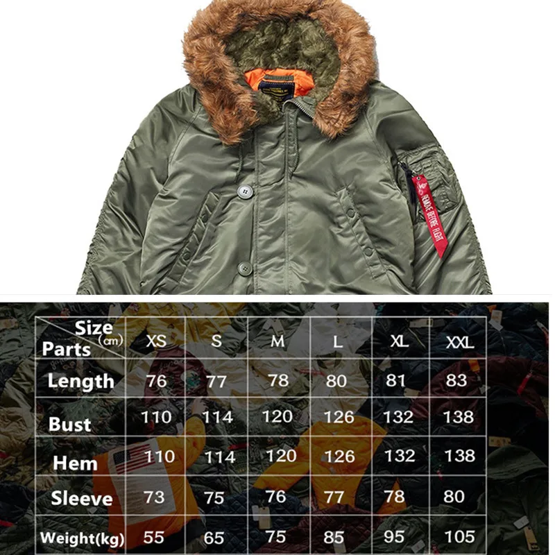 Winter N3b Polar Warm Cotton Parkas Men Hooded Outdoor Trekking Hunting Climbing Hiking Cargo Jackets Medium Long Windbreaker