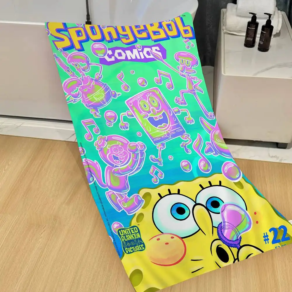 Toalla de playa de anime S-Sponge B-Bob, paño absorbente suave, regalos para niños, para viajes, camping, gimnasio
