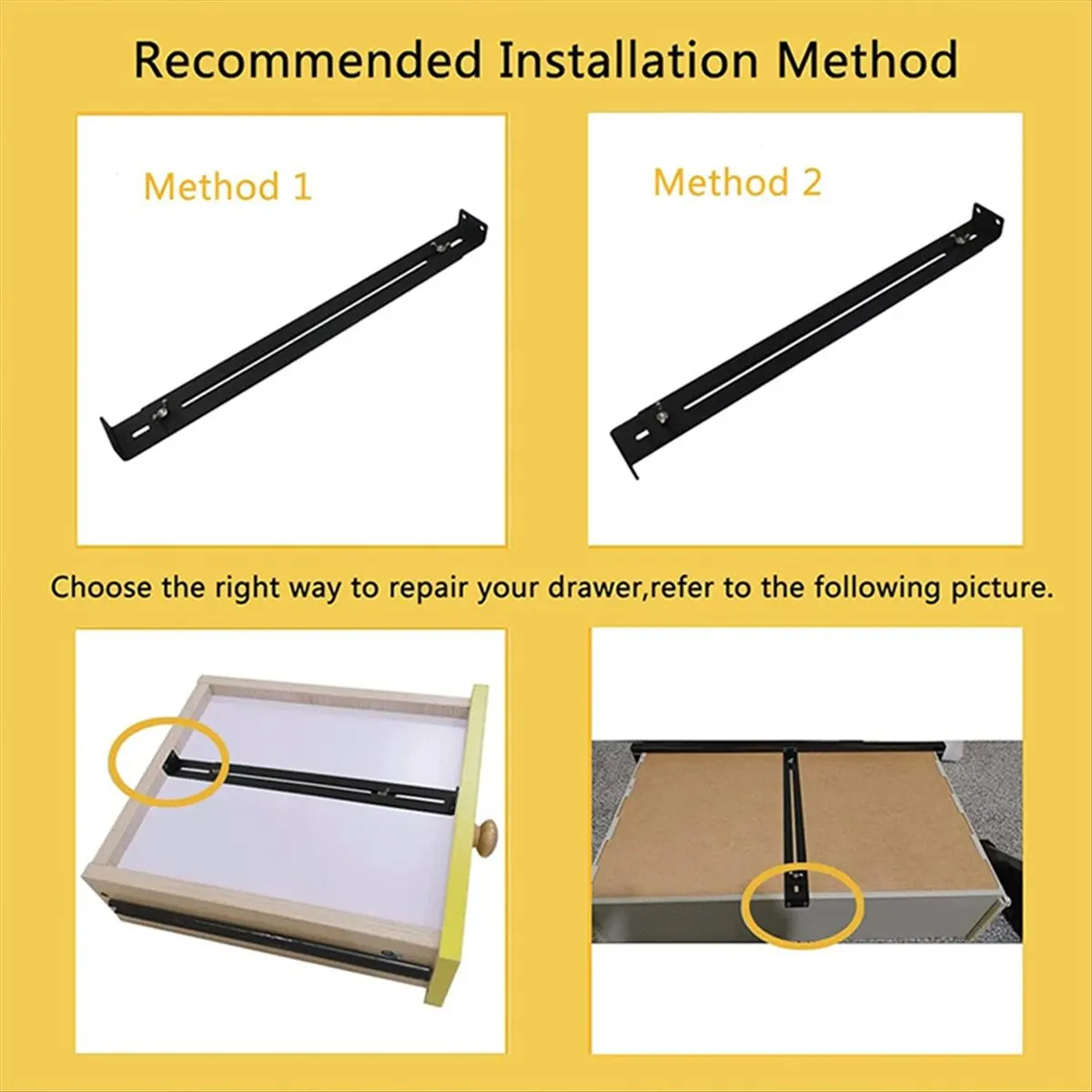 N14R Top Drawer Repair Kit, Furniture Repair Accessories Brackets Middle Mount to Reinforce and Repair Broken Wooden A