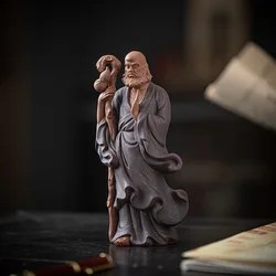 Zen Bodhisattva Ceramic Dharma Sculpture Statue, Lndian Buddhist Figures, Home Room, Office, Feng Shui Decoration