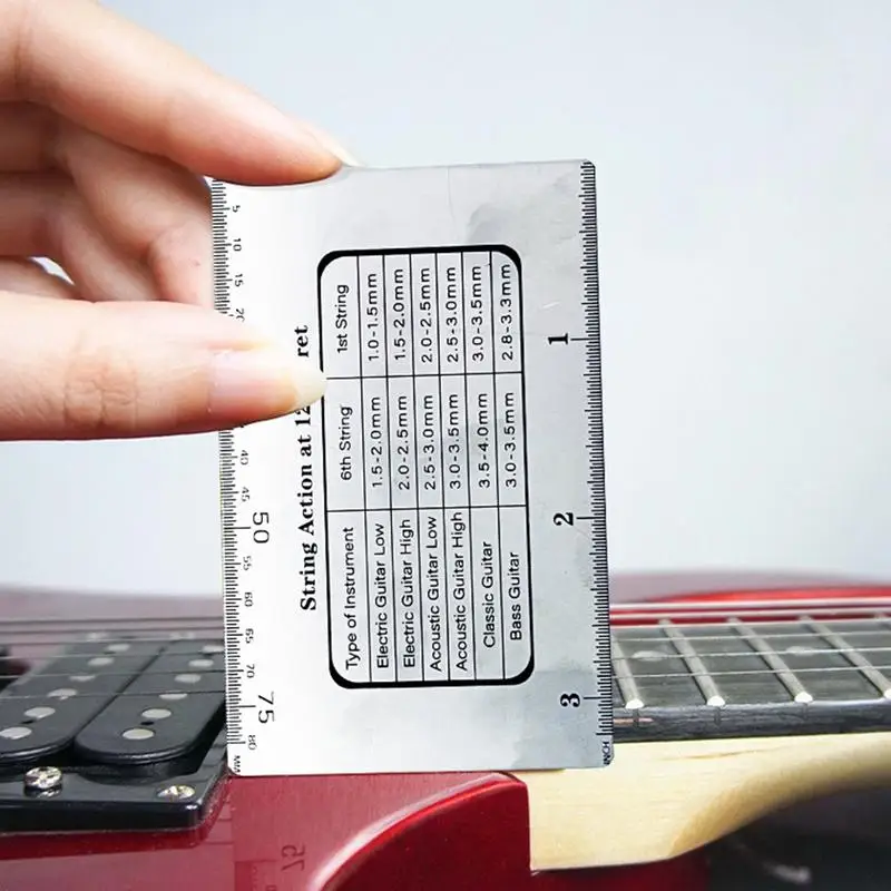

Guitar String Gauge Measuring Tool Stainless Steel String Height Gauge Measuring Tool Multi-Functional Precision Action Ruler