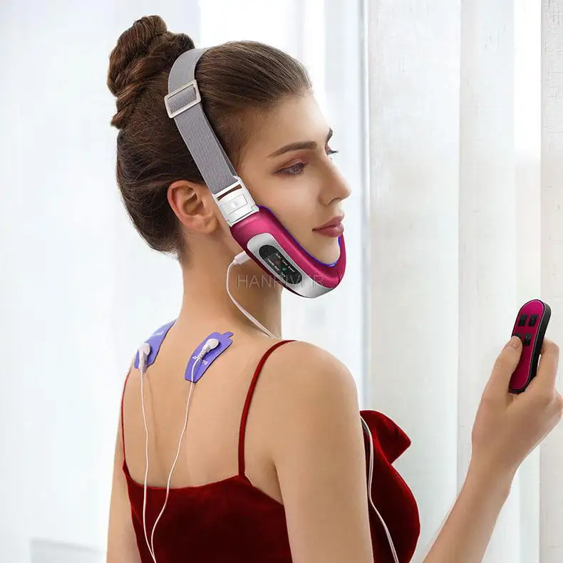 Instrumento de massagem facial micro-corrente ferramenta de emagrecimento facial vermelho azul beleza instrumento de cuidados com a pele