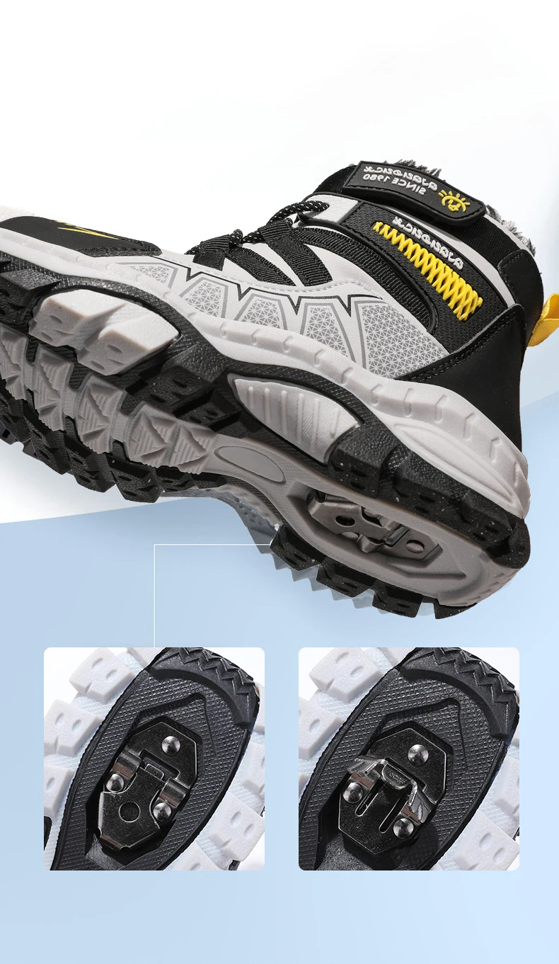 Kinder Outdoor Schneestiefel Winter Mode High-Top Warme Plüsch-Wanderschuhe Bequeme Rutschfeste Wanderschuhe Jungen Outdoor-Sneaker – Detail 3