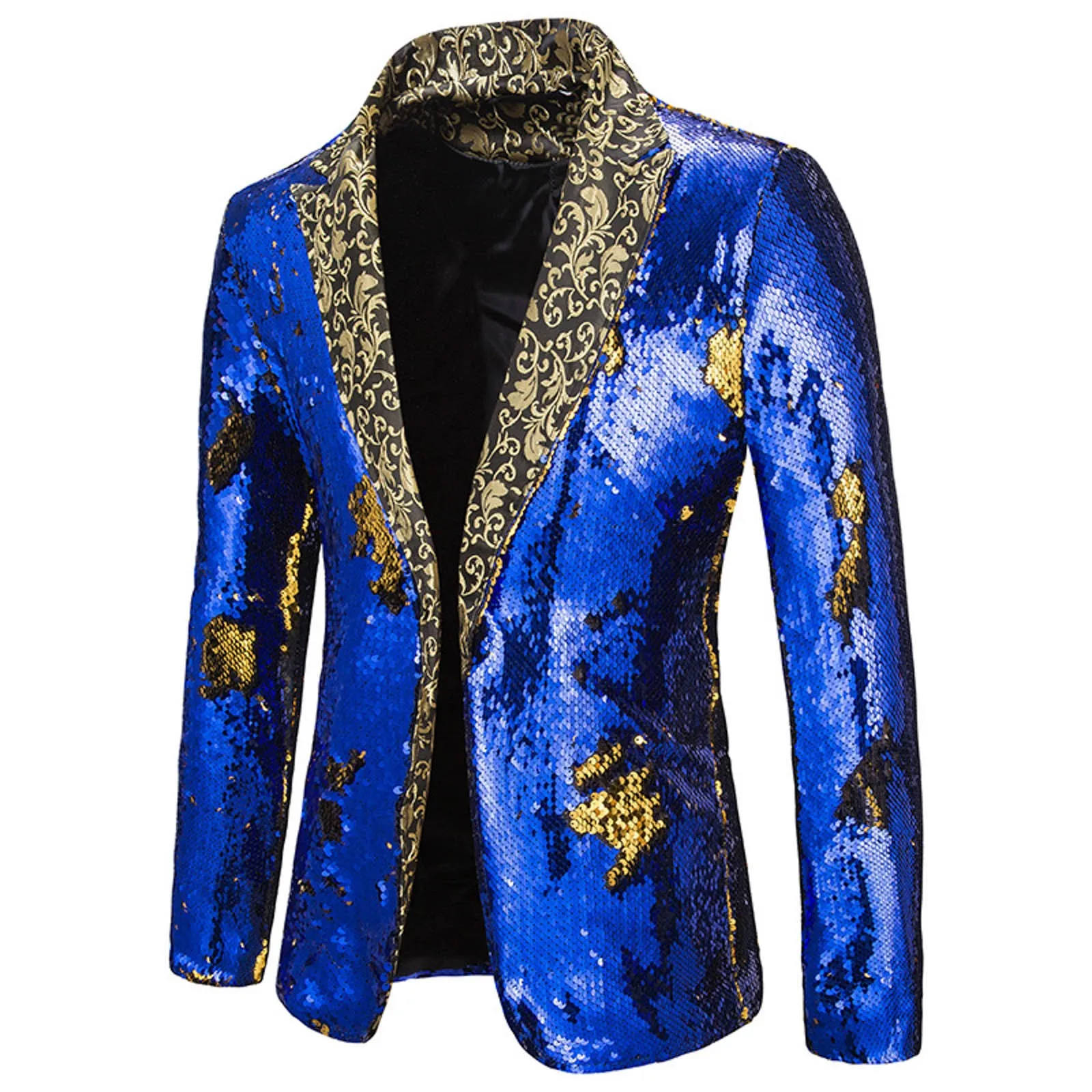 Men\'s Suit Shiny two-tone sequin shawl Collar suit Men\'s Wedding Groom Singer Dance Sequin Suit Jacket DJ Club Stage Men\'s suit