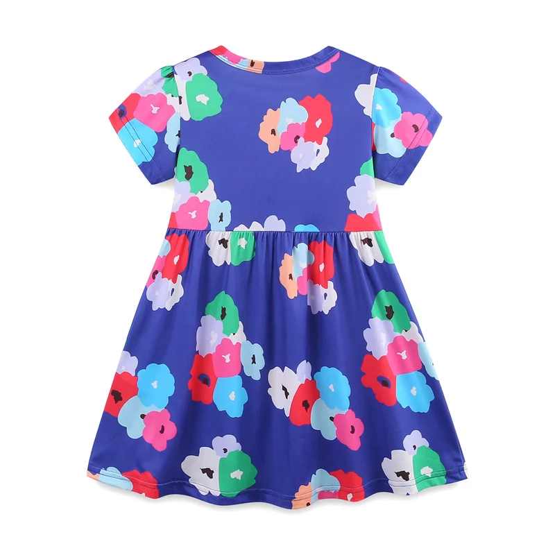 Jumping Meters 3-8T Polyester Summer Kids Girls Dresses Flowers All Print Party Birthday Frocks Children's Costume Baby Dresses