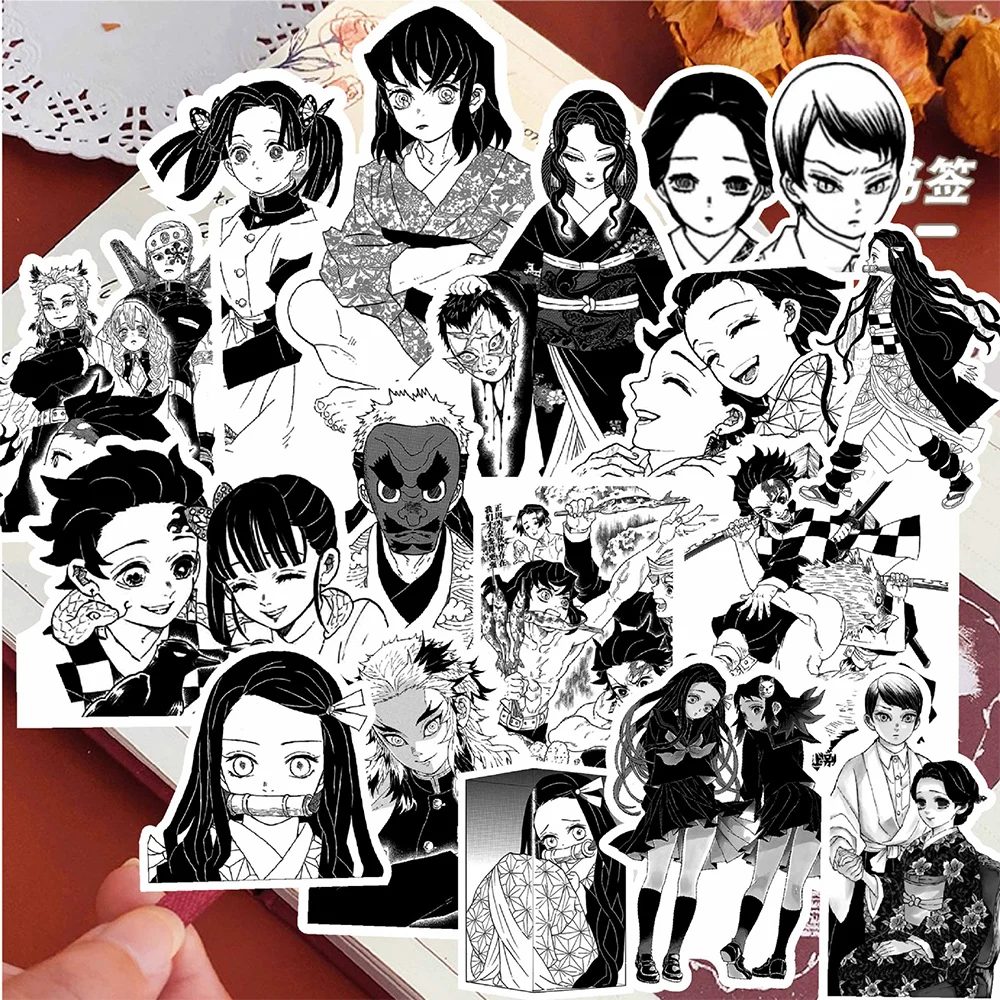 10/30/65pcs Demon Slayer Anime Kamado Nezuko Stickers Black White Decals Laptop Motorcycle Phone Car Cool Waterproof Sticker Toy